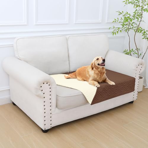 hyha Waterproof Dog Blanket, Soft Dog Bed Cover Pet Blankets, Waterproof Sofa Couch Cover for Dogs Washable, Reversible Pet Couch Covers for Sofa Furniture (30x53 Inch, Brown/Beige) - color: Brown+beige, size: 30x53 Inch