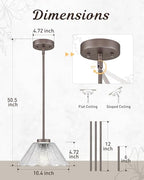 Pendant Lights Kitchen Island, HWH Kitchen Island Lighting for Bathroom, Dining Room, 1-Light Hanging Lights Fixtures with Clear Floral Glass, Oil-Rubbed Bronze Finish, 5HJX110MIL ORB - color: Oil-Rubbed Bronze