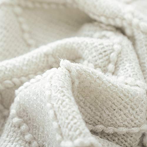 BOURINA Beige Throw Blanket 60x80 Inches Throw Textured Solid Soft Sofa Throw Couch Knitted Decorative Blanket - color: Beige, size: 60"x80"