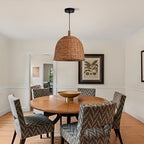 Rattan Pendant Light 13.8" Hand Weaving Wicker Dining Room Light 3-Light Boho Bracket Hanging Chandelier Fixture for Living Room Bedroom Kitchen Island Entry Hallway Farmhouse - color: Brown-13.81IN