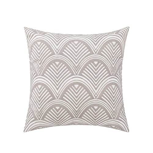 vctops Embroidery Cotton Decorative Throw Pillow Cover Boho Geometric Pattern Cushion Cover for Couch Sofa Bed (Grey,18"x18") - color: Grey, size: 18" x 18" (Pack of 1)