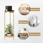 Metal Gold Tall Plant Stand Indoor or Outdoor - 30 inch 2 Tier Modern Corner Planter Shelf Rack with 2 Removable Display Shelves(10 inch) for Bedroom Living Room Balcony