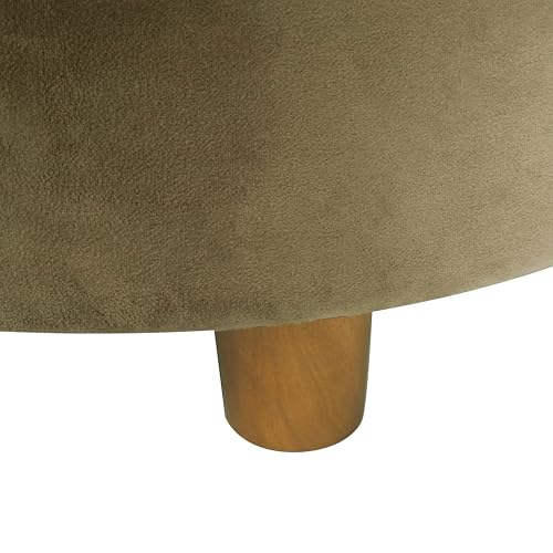 HomePop 28" Button Tufted Velvet Round Storage Ottoman - Light Sage Green Velvet - color: Light Sage Green Velvet