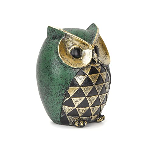 Leekung Owl Statue for Home Decor Accents,Owl Decor for Modern Bathroom Bookshelf Bedroom Mantle Living Room Home Office TV Stand Shelf Boho Decorations,Retro Decor Small Bird Items Gift for Women - color: Green