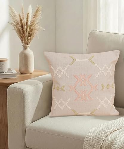 Indian Cotton Cushion Cover Sabra Kilim Pillow Cover Designer Decorative Sofa 18x18 Inche Handwoven Cushion Case for Farmhouse Home Decor Spring Decorative Pillow (Pattern 4) - color: Pattern 4