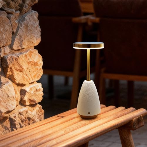 RONDURE 11.0" Ceramic Cordless Table Lamp, Portable Rechargeable Table lamp, Touch Dimmable Warm Ambient Lighting for Living Room, Bedroom, Dining Room, Fast Charging & Long Lasting - style: Lena
