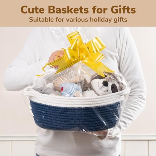 Goodpick Small Woven Basket, Baby Gift Basket Storage Bin under Changing Table, Small Basket Organizing for Living Room, Bathroom, Enytraway, 12"x 8" x 5", Navy Blue - color: Navy, size: 12x8x5 Inch (Pack of 1)