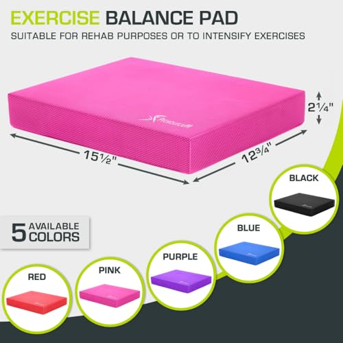ProsourceFit Exercise Balance Pad, Non-Slip Cushioned Foam Mat & Knee Pad for Fitness and Stability Training, Yoga, Physical Therapy - color: Pink, size: L - (15.5" x 12.75")