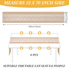 Xinnun 6 Pack Burlap Table Runner with Warm LED Lights,Rustic Lace Wedding Table Decor,Boho Farmhouse Jute Runner for Reception Bridal Shower Party(Fashion,12x70 Inches) - size: 12x70 Inches, style: Fashion