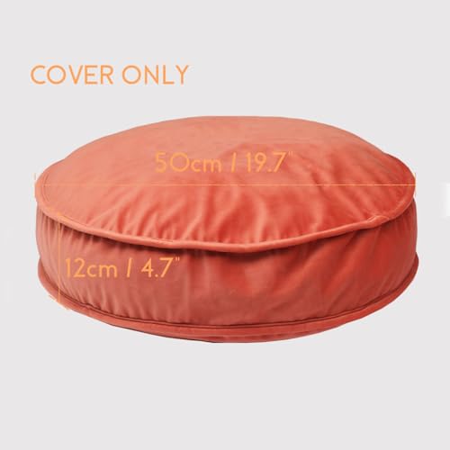 Round Floor Pillow Cover Velvet Throw Seating Pouf Yoga Meditation Cushion Plush Case Reading Room Decor Cover Only (19.7IN, Brick Red) - color: Brick Red, size: 19.7" x 19.7" (Pack of 1)