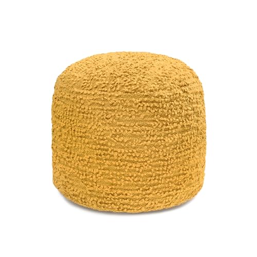 Anji Mountain Pouf Ottoman Foot Rest, Handmade Ottoman Pouf, Comfortable Foot Stool, Decorative Floor Seating for Living Room Decor, Bedroom & Home Décor Accent - Mustard - color: Mustard