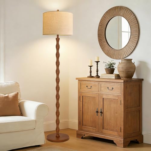 QIYIZM Wood Floor Lamp for Living Room,Bedroom,Vintage Standing Lamp with Remote Dimmable,Farmhouse Mid Century Tall Lamp Rustic Industrial Retro Floor Light Boho Bohemian - size: 31-Floor Lamp