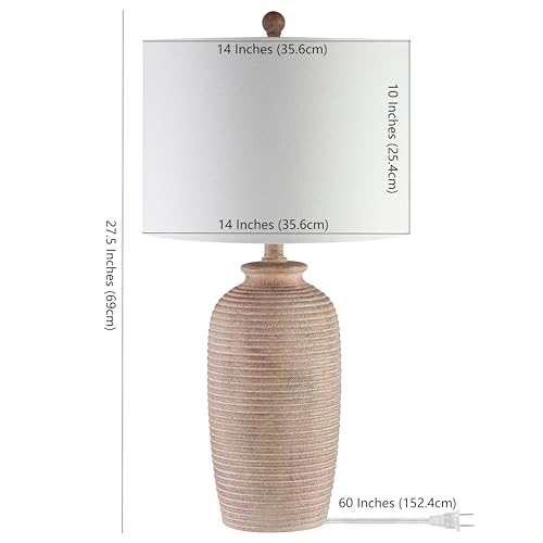 SAFAVIEH Lighting Collection Kensen Farmhouse Sandy Pearl 27-inch Bedroom Living Room Home Office Desk Nightstand Table Lamp (LED Bulb Included)