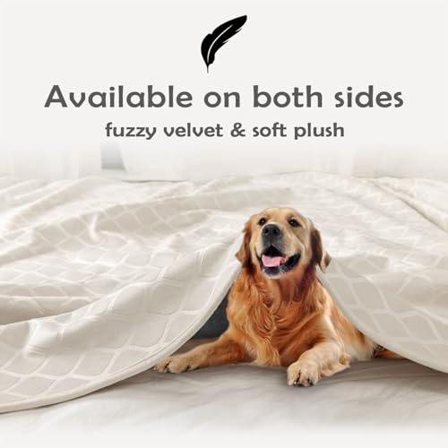 fuguitex Waterproof Dog Blanket Bed Cover Dog Crystal Velvet Moroccan Fuzzy Cozy Plush Pet Blanket Throw Blanket for Couch Sofa(82 * 82 inch, Cream+Beige) - color: Cream+beige, size: 82x82 Inch (Pack of 1)