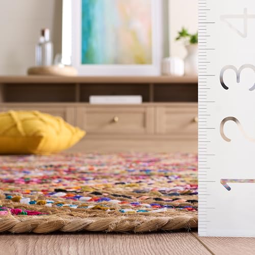 SAFAVIEH Cape Cod Collection Area Rug - 6' x 9', Natural & Red, Handmade Flat Weave Diamond Braided Jute & Denim, Ideal for High Traffic Areas in Living Room, Bedroom (CAP354B) - color: Natural/Red, size: 6' x 9' (Rectangular)