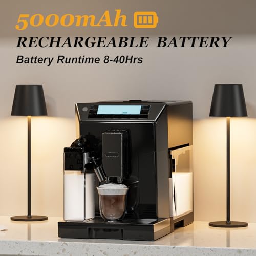 Kakanuo 20" Cordless Table Lamp Rechargeable Black - 2 Pack 5000mAH Battery Operated Lamp for Counter, 3 Color Stepless Dimming Wireless Lamp for Dining Kitchen, Outdoor Patio, Touch Control - color: Black 1, size: 2 Pack 20in - Down Light