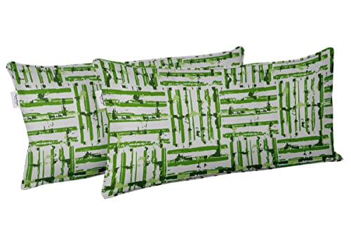 Indoor/Outdoor Polyester Fabric Lumbar Pillow Cover, All-Weather Waterproof Rectangular Cushion Case for Patio Furniture, 12 x 18 Set of 2 - Abstracts-18 - color: Pear Green, size: 18" x 12" (Pack of 2)