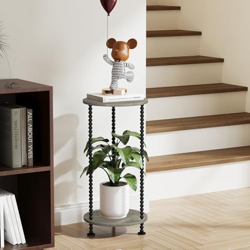 YINMIT Plant Stand Indoor, 2 Tier Small Plant Stand, 23" Tall Metal Spindle Poles Plant Stands, Corner Flower Pot Stand, Plant Tables Indoor, Planter Pot Holder for Balcony Garden Patio Living Room (Grey,) - color: Gray, size: 23.2 In