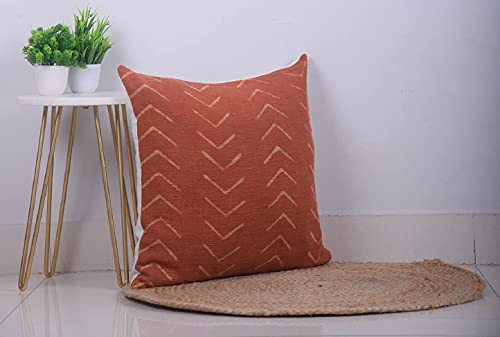 Trade Star Decorative Couch Throw Pillow Case Modern Handmade Bed Decor Cushioncase Authentic Square Pillowsham Indian Sofa Cushion Cover for Living Room Decor (Rust (Phoenix), 18 X 18 Inch) - color: Rust (Phoenix), size: 18" x 18" (Pack of 1)