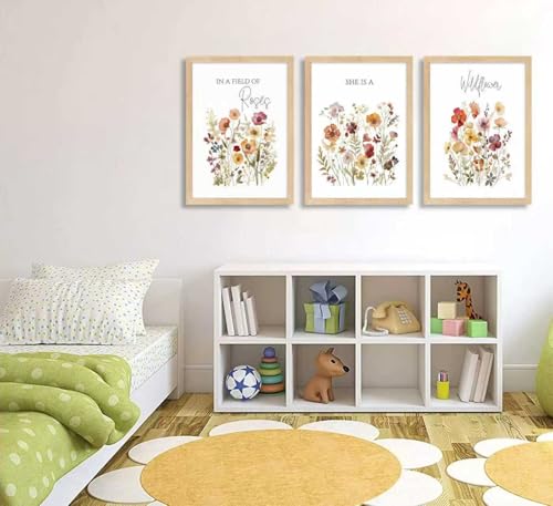 3psc Framed Floral Wall Art Watercolor Paintings On Canvas Depicting Flowers Plants And Poems Wildflower Poster Print Art Suitable For Farmhouses Bedrooms and Home DéCor 16x24 Inch - color: MEIGUIYEHUA, size: 24"L x 16"W