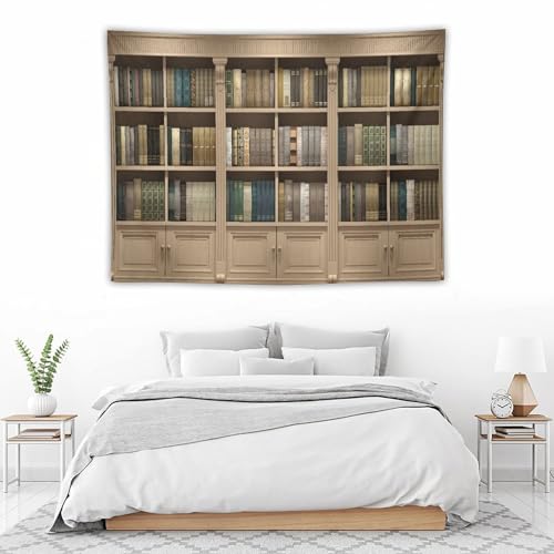 Houselerax Vintage Bookshelf Tapestry,Retro Library Wall Hanging Tapestries,Old Books on Shelf Classical Study Room Student Study College Dorm Bedroom Living Room 60"x40" - color: Bookshelf-8, size: W60xL40in