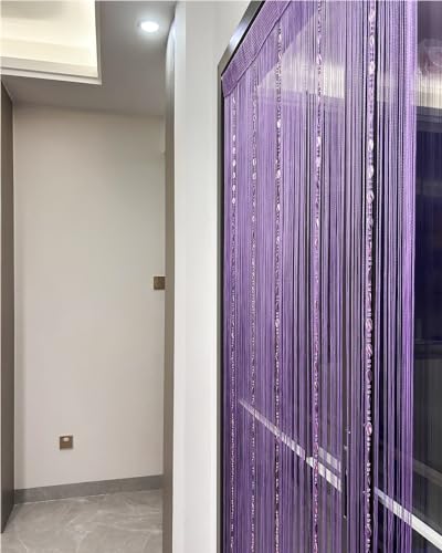 ave split 100cmX200cm Decorative Door String Curtain Beads Wall Panel Fringe Window Room Divider Blind for Wedding Coffee House Restaurant Parts Door Divider Beads Tassel Screen Decoration (purple25) - color: Purple