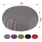 Round Zafu Meditation Cushion, D=15" H=5.5" Zabuton Meditation Pillow, Yoga Bolster/Pillow, Floor seat, Zippered Organic Cotton Cover, Natural Buckwheat, Kneeling Pillow - color: Purple