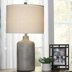 Signature Design by Ashley Linus Modern 25" Ceramic Table Lamp, Natural Stone Finish - color: Antique black