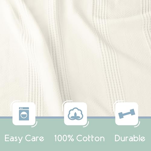 Vellux 100% Cotton Blanket, Queen, 90x90, Ivory | Soft, Breathable Knit, Lightweight, All Season, Machine Washable, Oeko-Tex Certified, Hotel Quality - color: Ivory, size: Queen