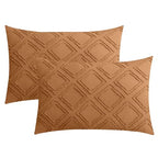 JELLYMONI Pillowcases King Size Rust 2 Pack Boho Plaid Bed Pillow Covers 20x36in Polyester Envelope Pillow Shams Tufted Bohemian Textured (Pillows are not Included) - color: 03 - Rust - Grid, size: 36" x 20" (Pack of 2)