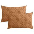 JELLYMONI Pillowcases King Size Rust 2 Pack Boho Plaid Bed Pillow Covers 20x36in Polyester Envelope Pillow Shams Tufted Bohemian Textured (Pillows are not Included) - color: 03 - Rust - Grid, size: 36" x 20" (Pack of 2)