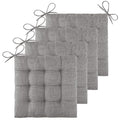 ELFJOY 4 Pack Chair Cushions for Dining Chairs Chair Pads Cushion for Kitchen Office Tufted Textured Square Seat Cushion with Ties (16" Light Grey) - color: Light Grey