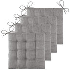 ELFJOY 4 Pack Chair Cushions for Dining Chairs Chair Pads Cushion for Kitchen Office Tufted Textured Square Seat Cushion with Ties (16" Light Grey) - color: Light Grey