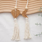 4Pcs Handwoven Wall Decor with Fringed Tassels for Living Room Bedroom Accents Artisanal Rattan Cotton Rope Wall Art Craft