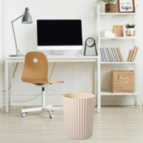 JiatuA Small Trash Can Plastic Wastebasket Round Garbage Container Bin for Bathroom, Kitchen, Bedroom, Home Office, College Dorm, Beige - color: Beige, size: 1.8 Gallons