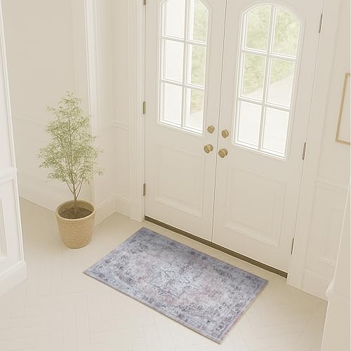 Fame Rugs Modern Oushak Rug 2x3, Vintage Doormat Turkish Colorful Oriental Antique Inspired Washable Small Area Rug, Luxury Living Room Bedroom (381LB, 2' x 3') - color: 392tw, size: 2' x 3' (Rectangular)