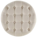 BELLEZE Modern Button Tufted Accent Storage Ottoman, Small Upholstered Circle Pouf Footstool with Lift Top, for Bedroom, Living Room or Vanity, 17-3/4" Round - Lexington (Beige) - color: Beige
