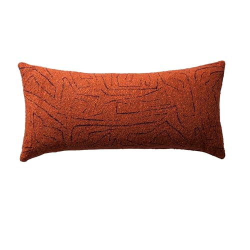 Throw Pillow Covers, Pack of 1 Woven Jacquard Cushion Covers for Sofas, Couches, Bed, Boho Home Decor, Cozy Soft and Comfortable Pillow Cases Bed, Amorf, Orange 14x28 Inch - color: Orange, size: 28" x 14" (Pack of 1)