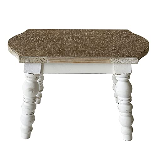 dwellington Wooden Bathroom Farmhouse Step Stool, Wood Foot Stool for Adults Kids, Bedside Step Plant Stand for Kitchen - color: White Wash