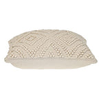 Parkland Collection LIDA 20x20 Off-White Boho Throw Pillow, Hand Woven Textured Cotton Tufted Geometric Accent Cushion with Insert
