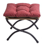 15" Foldable Foot Stool Ottoman with Metal Frame - Washable Red Upholstered Indoor/Outdoor Footrest for Living Room, Bedroom, Patio - Space-Saving Compact Design - color: Red