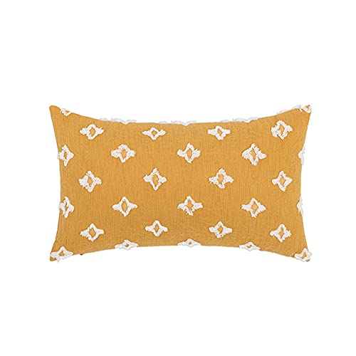 vctops Boho Tufted Decorative Lumbar Throw Pillow Cover Super Soft Comfy Cushion Cover for Couch Sofa Bed (Yellow Tufted,12"x20") - color: Yellow Tufted, size: 20" x 12" (Pack of 1)