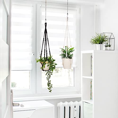 Macrame Plant Hanger Indoor Hanging with Wood Beads Macrame Planters No Tassel for Indoor Outdoor Boho Home Decor 35 Inch (Ivory,2pcs) - color: Ivory