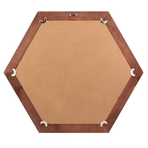 Stonebriar Decorative 24" Hexagon Wall Mirror with Redwood Frame and Attached Hanging Bracket, Decorative Country Rustic Decor for The Living Room, Bedroom, Bathroom, Hallway, and Entryway - color: Redwood