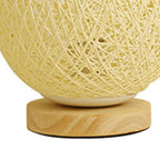 Garosa Rattan Ball Lamp, Dimmable LED Table Lamp with USB Charger, Stylish Wicker Night Light for Bedroom Living Room Wood Base 3W