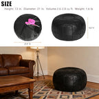 Thgonwid Unstuffed Moroccan Ottoman Pouf Cover, Ottoman Footstool Storage Solution, Bean Bag Chair, Foot Rest, Black - color: Black