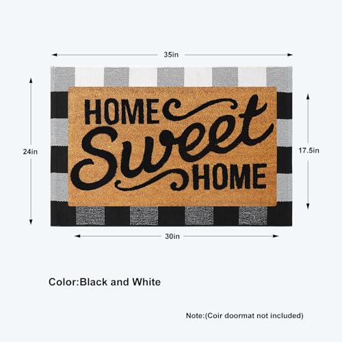 KIMODE Front Door Mat Buffalo Plaid Outdoor Rug 24"x35" Black and White Checkered Rug Farmhouse Front Porch Rug Decor Cotton Woven Washable Layered Doormats for Front Door Outdoor Entrance - color: Black/White, size: 2' x 3' (Rectangular)