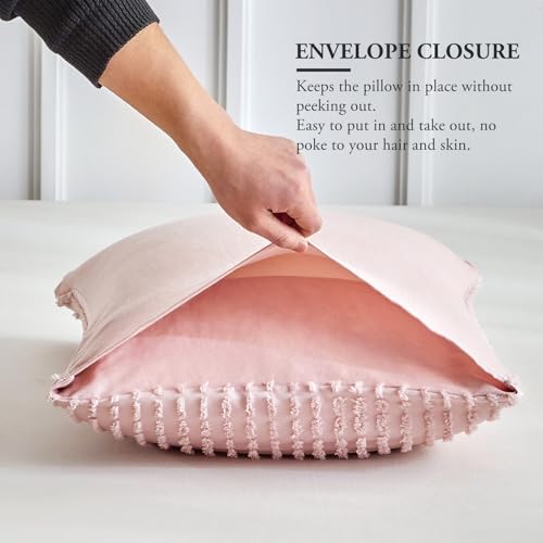 WARMDERN Pink Pillow Covers Queen Standard Pillow Cases Soft Microfiber Pillow Cases Set of 4 Boho Textured Pillowcase with Envelope Closure(Pink, Queen/Standard, 4 Pack) - color: Pink, size: 20" x 26" (Pack of 4)