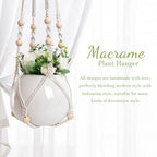 EWPJDK 3 PCS Macrame Plant Hanger Indoor Hanging Planter Basket with Wood Beads Plants Holder Decorative Flower Pot Holder (POTS NOT Included) (Ivory White)