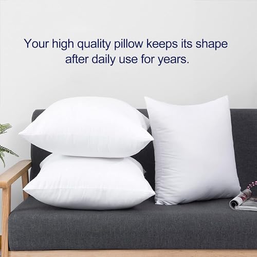 HITO 20x20 Pillow Inserts (Set of 2) - Down Alternative 100% Cotton Cover Decorative Square Throw Pillows White for Couch Bed Sofa - size: 20x20 Inch (Pack of 2)
